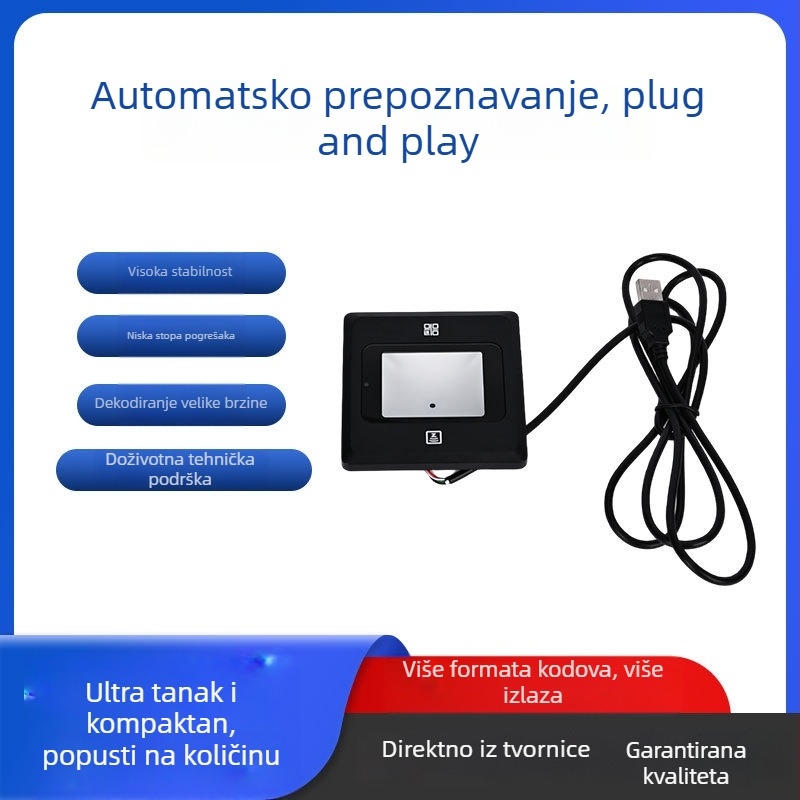Skener QR kodova 1D/2D s NFC čitačem kartica, kućište 86 mm, širok raspon napona, WG sučelje, QR čitač za kontrolu pristupa