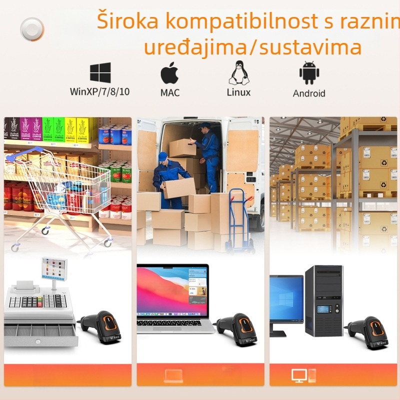 1D CCD ručni skener za čitanje bar kodova s crvenim svjetlom
