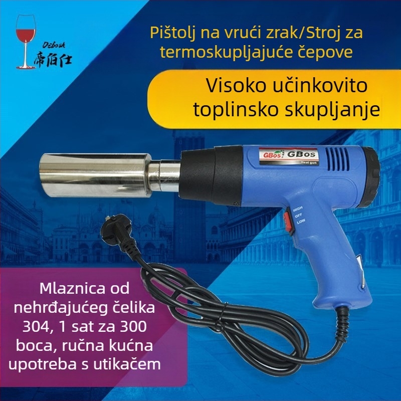 Ručni zatvarač kapica za boce vina s toplim zrakom