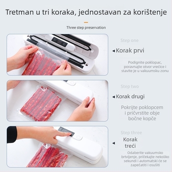 Kućna automatska vakuumska zapremina za kuhinju, kompaktna, dvostruka namjena, snažno usisavanje za očuvanje suhih i vlažnih namirnica