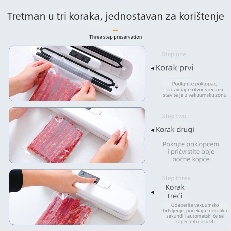 Kućna automatska vakuumska zapremina za kuhinju, kompaktna, dvostruka namjena, snažno usisavanje za očuvanje suhih i vlažnih namirnica