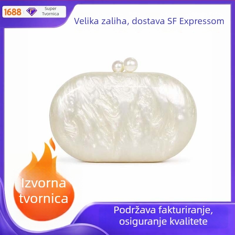 Akril dama večernja torbica s crossbody remenom, ovalnog oblika, za vjenčanja i svečane prilike