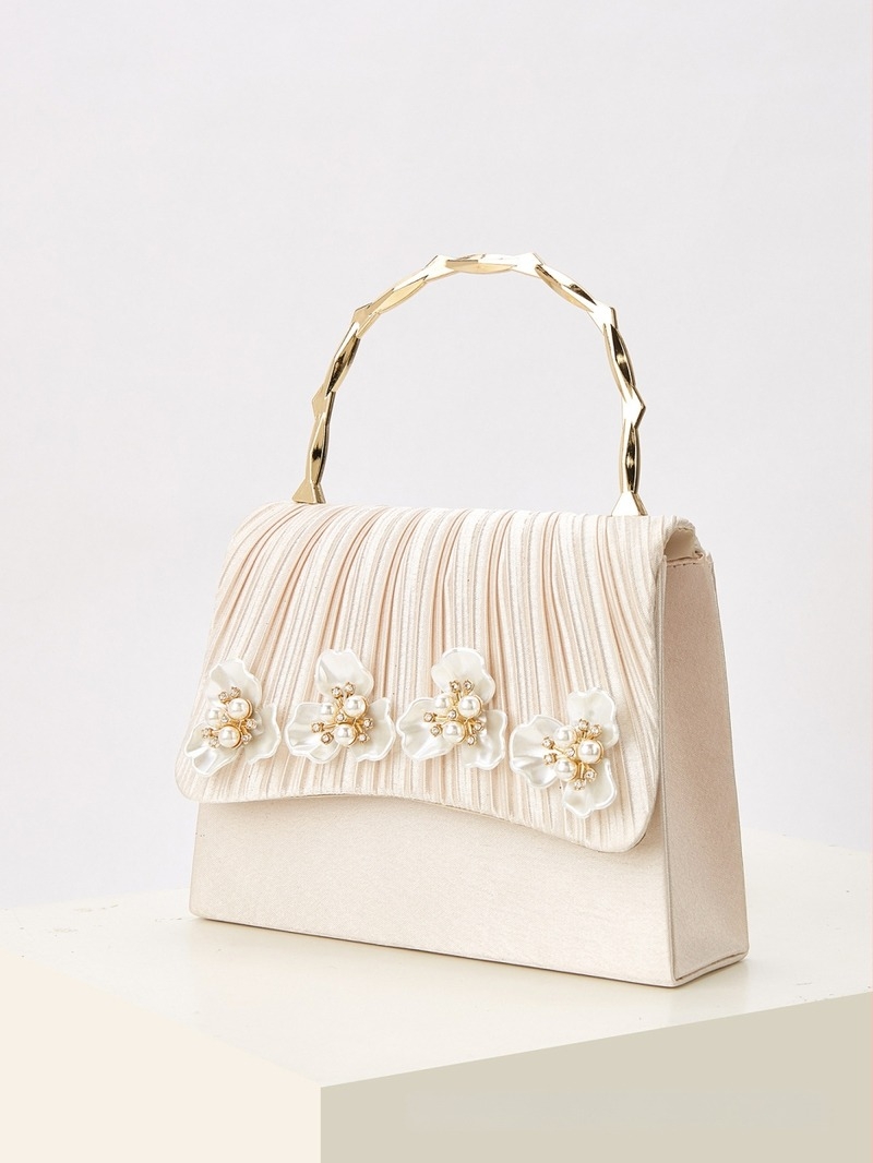 Ženska plisirana večernja torbica, Chanel stil, oblikovana kao kovertna torbica