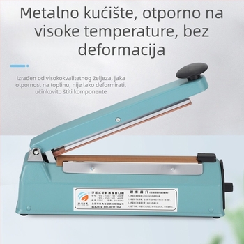 Ručni zatvarač s metalnim kućištem tipa 200, kompaktni mali stroj za zatvaranje plastičnih vrećica, neutralno pakiranje dostupno.