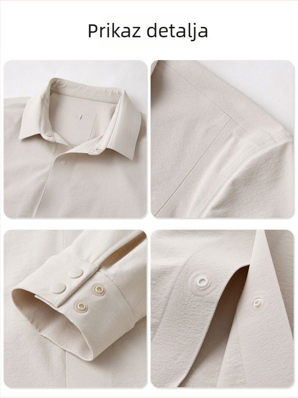 Muška polo majica od soft-shell materijala, jednobojna, poslovno-putnički stil, dugi rukav, s ispisanim logom