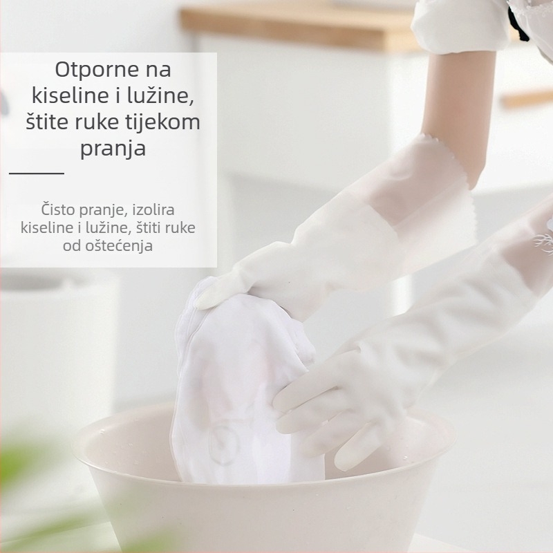 PVC rukavice za pranje posuđa, kućna upotreba, bijele, tanke, vodootporne, protuklizne, otporne na habanje