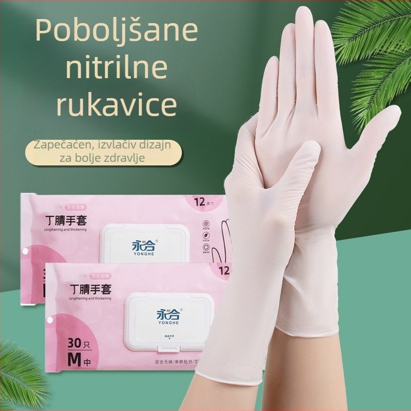 Nitrilne jednokratne rukavice za pranje suđa, kućanstvo i kuhinjsko čišćenje, vodootporne, izdržljive, pogodne za mijesiti tijesto