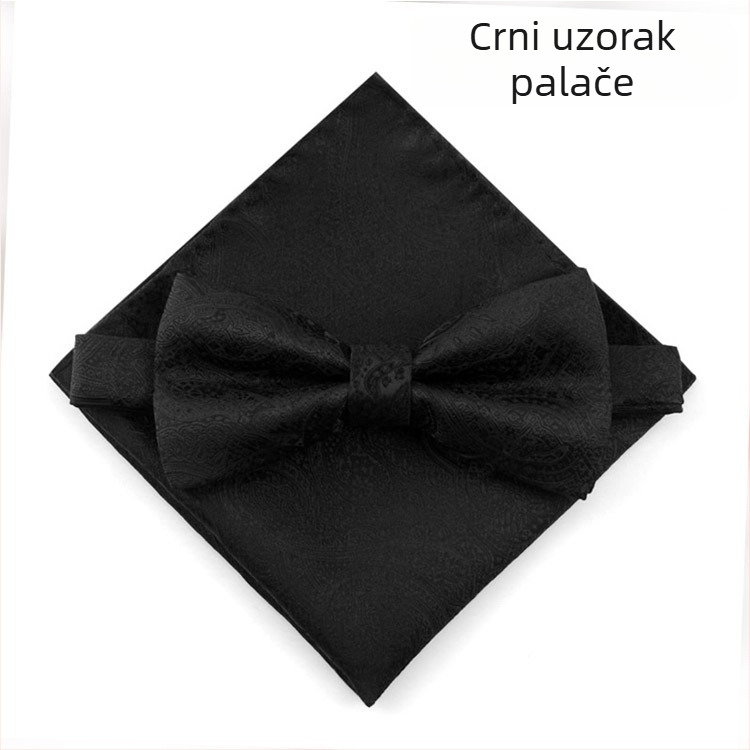 Modni set za mladoženju: muški svadbeni dodaci za photoshoot — leptir kravata i džepni rubac