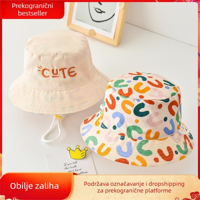 Ljetna sunčana ribarska kapa, dvostrana, unisex za djecu, s širokim obodom, sladak crtani stil
