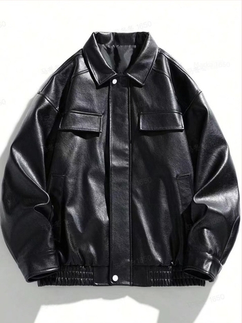 Muška PU kožna bomber jakna s kapuljom, zip zatvarač, za proljeće i jesen, slobodnog kroja, model 6784