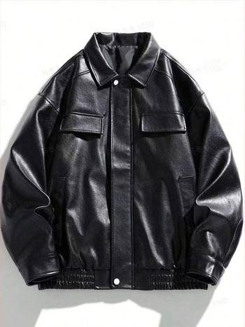 Muška PU kožna bomber jakna s kapuljom, zip zatvarač, za proljeće i jesen, slobodnog kroja, model 6784