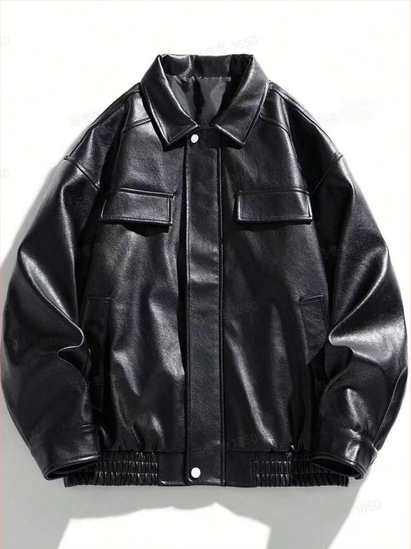 Muška PU kožna bomber jakna s kapuljom, zip zatvarač, za proljeće i jesen, slobodnog kroja, model 6784