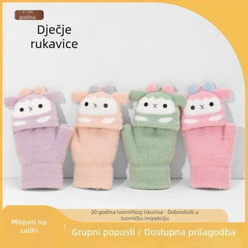 Dječje zimske rukavice s polu-prstom i preklopom, fleec podstava, tople