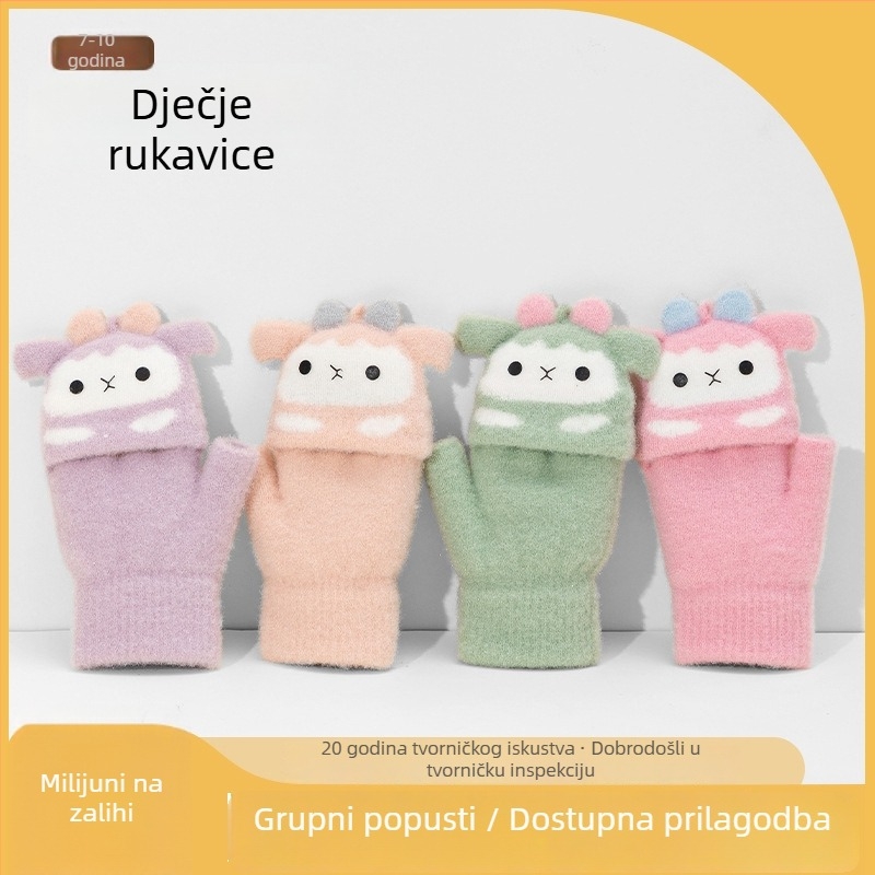 Dječje zimske rukavice s polu-prstom i preklopom, fleec podstava, tople