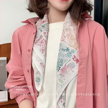 Mulberry svila Monet Garden Crepe de Chine kvadratni šal, 65×65 cm, proljetni stil, ženski vintage šal