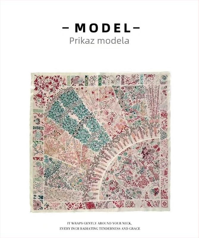 Mulberry svila Monet Garden Crepe de Chine kvadratni šal, 65×65 cm, proljetni stil, ženski vintage šal