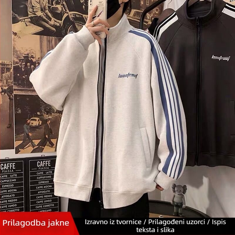 Muška prilagođena sportska jakna, širokog kroja za proljeće i jesen, svestrana baseball jakna u stilu kardigana