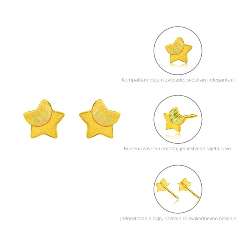 Ženske naušnice s pozlaćenom bakrenom zvjezdicom, minimalistički elegantan dizajn