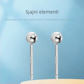 S925 srebrne naušnice s okruglim kuglicama – unisex minimalističkog stila, inspirirano Korejom i Japanom