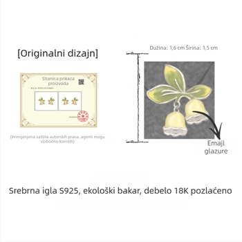 Lily of the Valley emajlirane cvjetne naušnice, mesing s pokrovom od 18K zlata, pastelni stil, slatke i elegantne za žene