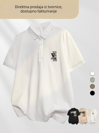 Muška polo majica s velikim printom na leđima, pike pamuk, polo ovratnik, kratki rukavi, malo logo na prsima, višebojni moderan stil