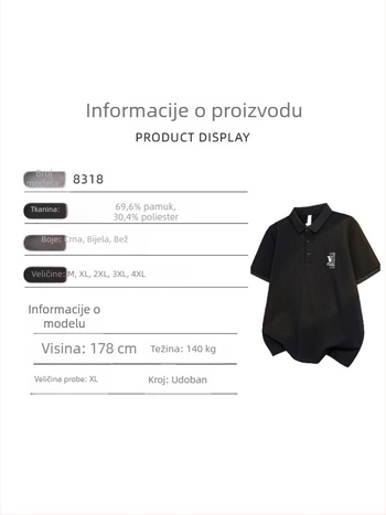 Muška polo majica s velikim printom na leđima, pike pamuk, polo ovratnik, kratki rukavi, malo logo na prsima, višebojni moderan stil