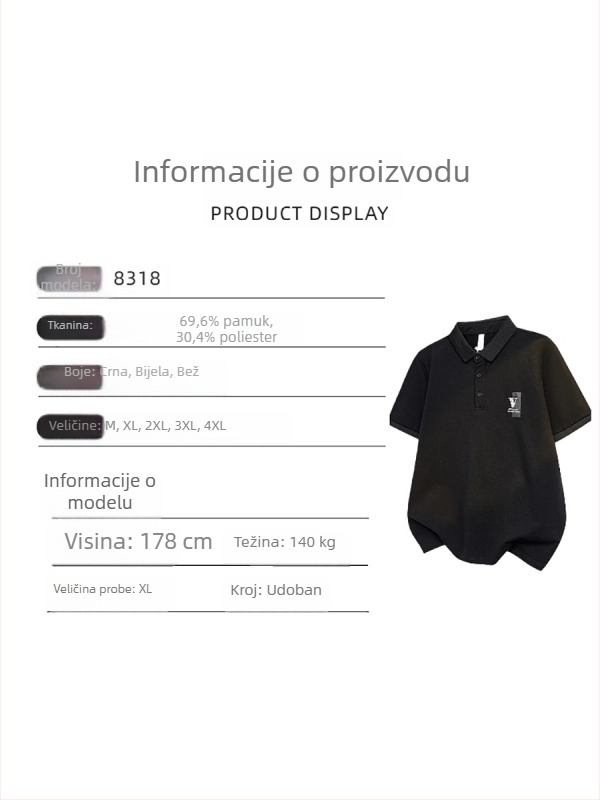 Muška polo majica s velikim printom na leđima, pike pamuk, polo ovratnik, kratki rukavi, malo logo na prsima, višebojni moderan stil