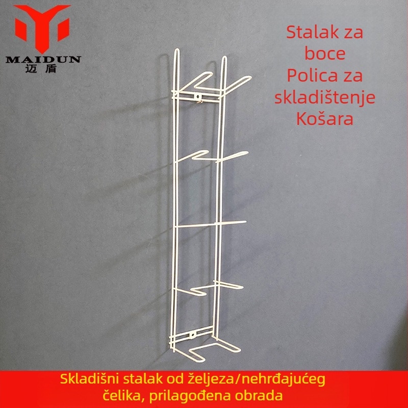 Petoslojna metalna zidna polica za boce i košarica za skladištenje u kuhinji