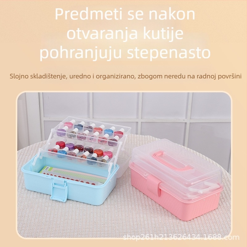 Višefunkcionalna sklopiva plastična kutija za pohranu, prijenosni organizator za umjetničke potrepštine i alate za manikuru