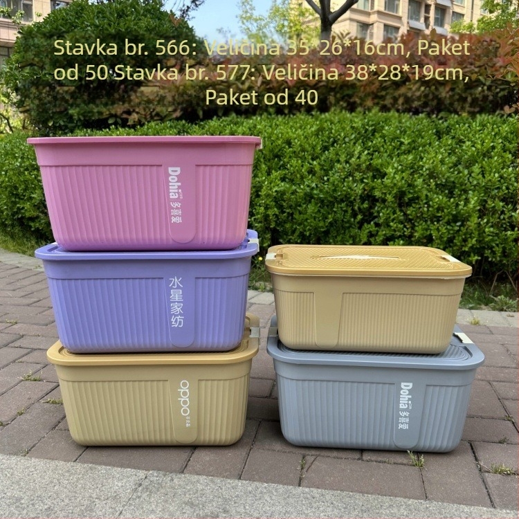 Plastična kutija za skladištenje s poklopcem – prijenosni višenamjenski organizator za igračke, odjeću, užinu i sitnice