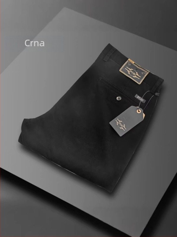 Muške hlače visokog struka za poslovno-ležerni stil, ravni kroj, s elegantnim padom materijala
