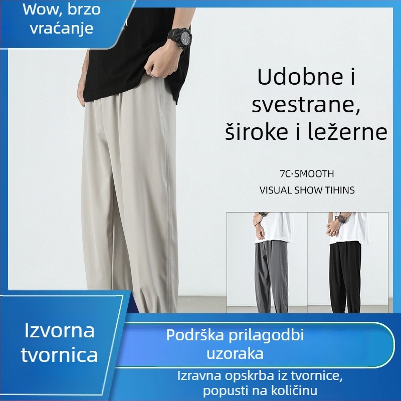 Prilagođene ljetne muške hlače – ravni kroj, opušteni pad, haremski stil, kratka duljina