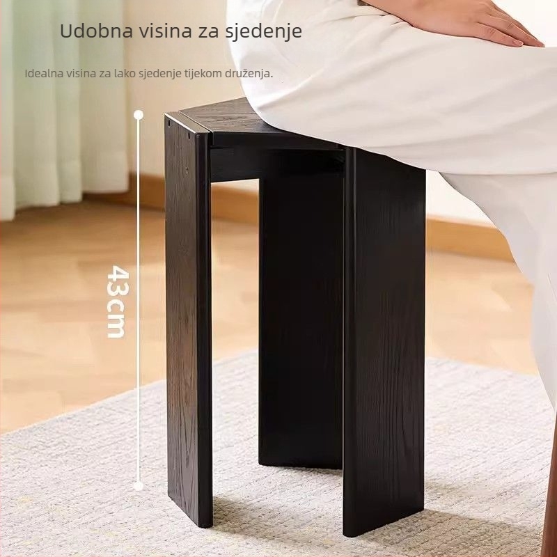 Drvene šesterokutne taburete, stohovljive, s debelim dizajnom, višestruka primjena za dom, pogodne kao bočni stol u dnevnom boravku, stol za kavu ili stol za blagovaonu