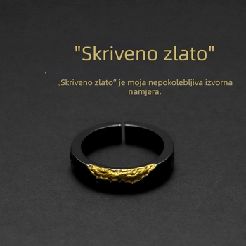 Prsten s originalnim dizajnom - Skriveno zlato, vintage minimalistički stil, unisex