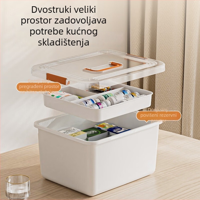 Prenosiva kućna kutija za nuždu i prvu pomoć, kutija za skladištenje lijekova velikog kapaciteta