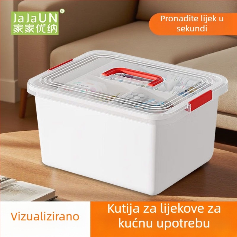Prenosiva kućna kutija za nuždu i prvu pomoć, kutija za skladištenje lijekova velikog kapaciteta