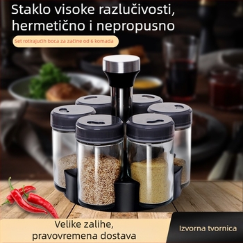 Set od 6 staklenih posuda za začine s kapom s otvorima, japanskog stila, okretno skladištenje