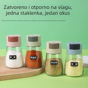 Staklena posuda za sol s mjernom posudom za začine – kuhinjski dozator soli