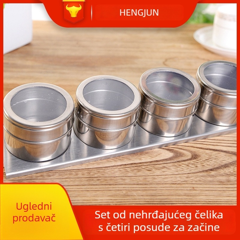 Set posuda od nehrđajućeg čelika za kuhinju – kutije, staklenke i boce, solnica