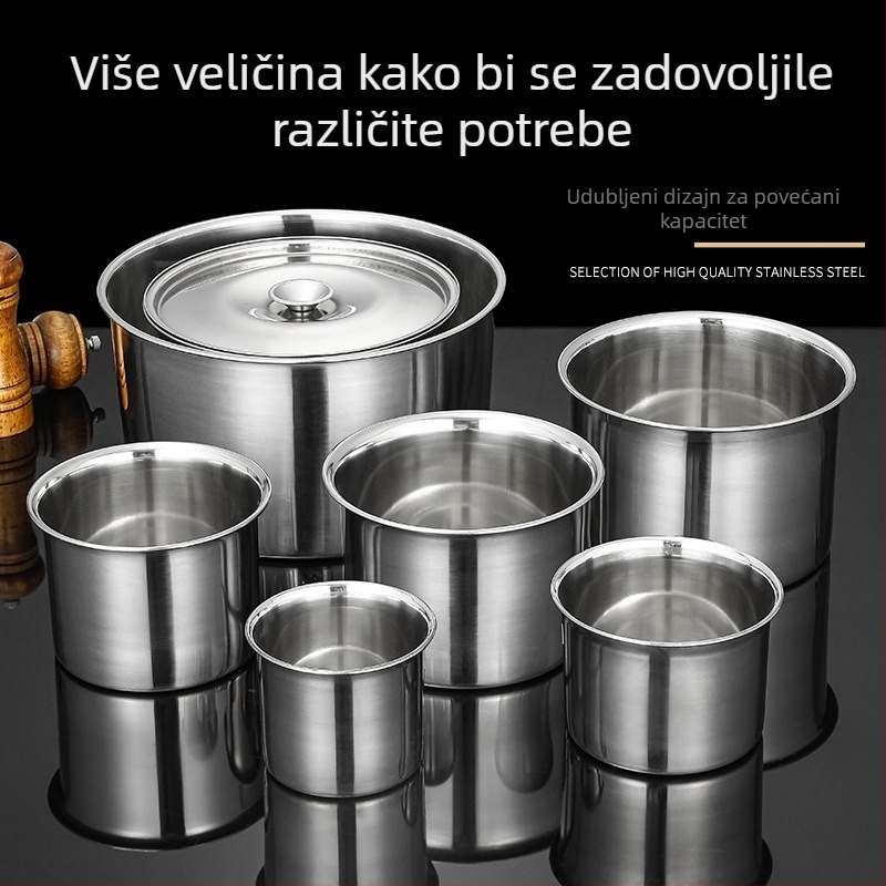 Kružni spremnik za začine od nehrđajućeg čelika sa poklopcem, nemagnetan, debeli dizajn, za komercijalne hotelske kuhinje