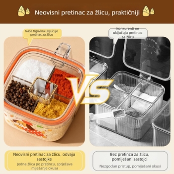 Set posuda za začine za kuhinju, s više odjeljaka za sol, MSG, papar i začine