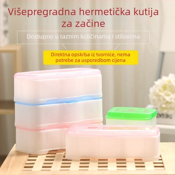 Set kutija za začine u kuhinji – zatvorene posude za začine, 21×10×6 cm, PP materijal