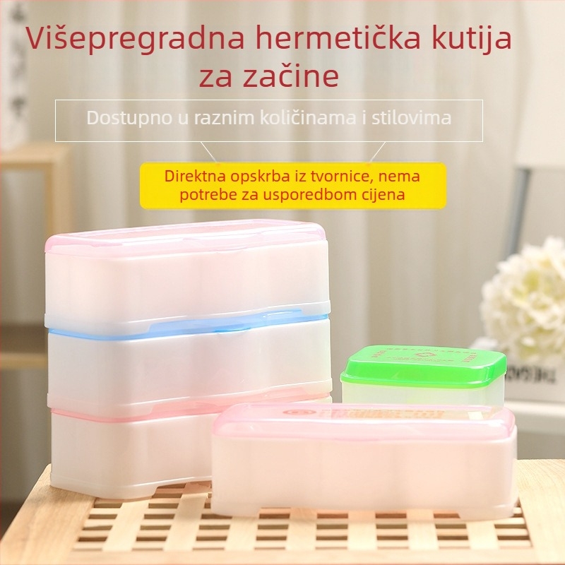 Set kutija za začine u kuhinji – zatvorene posude za začine, 21×10×6 cm, PP materijal