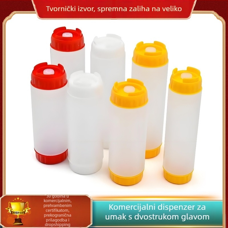 Dvojno-glava boca za umake od plastike, za umake i začine, sushi umak, nepropusni dizajn