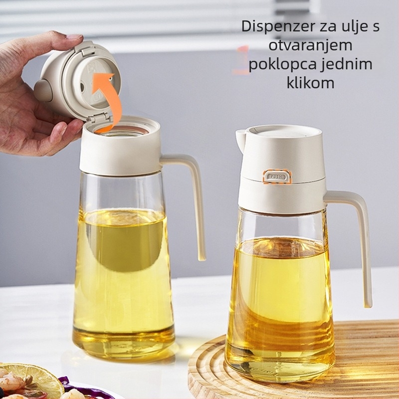 Staklena boca za ulje s automatskim preklopnim poklopom, bez kapanja, pogodna za sezamovo ulje, kuhinjsko vino, ocat i umak od soje