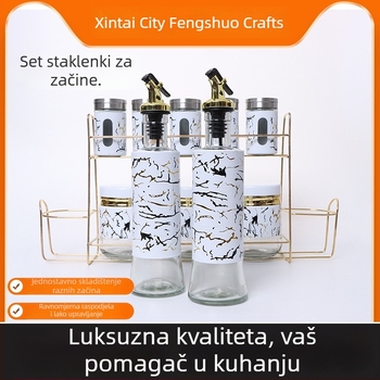 Set boca za ulje i sol s držačem za pohranu, staklena kuhinjska posuda za začine, elegantan luksuzan dizajn kuhinje