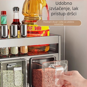 Zidni set za začine s posudama od aluminijske legure – bez bušenja