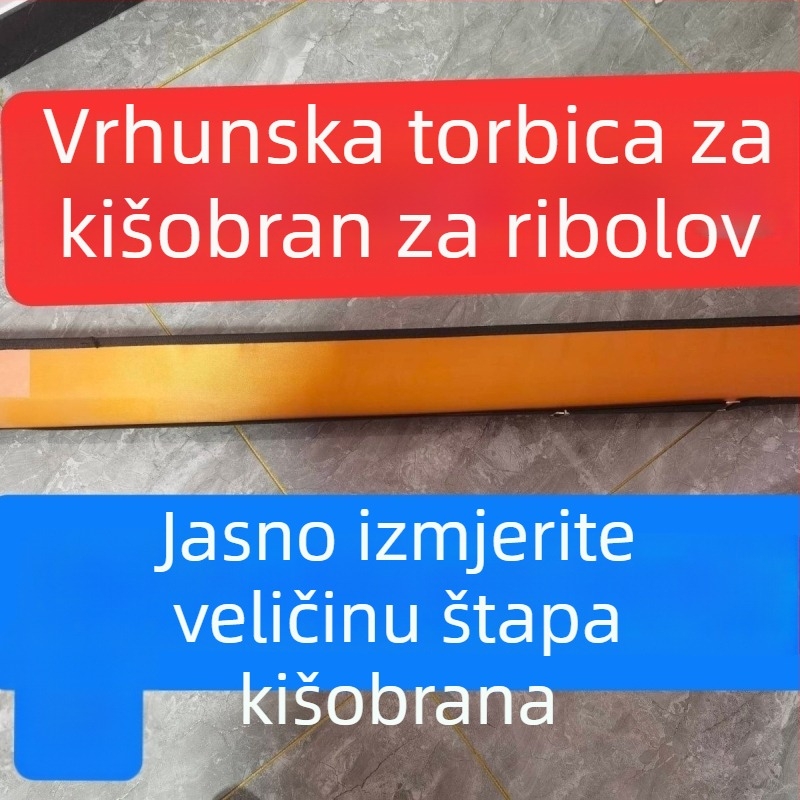 Ribolovni kišobran s tvrdim kućištem i zatvaračem, dodaci; torba za opremu i torba za štap
