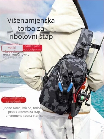 Višenamjenska torba za mamce s pojasom i preko ramena, vodootporna, kompaktna za prijevoz opreme i štapova