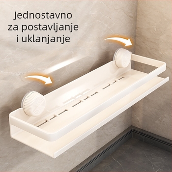 Zidni držač za začine s vakuum-priključkom, bez bušenja, višenamjenski organizator soli i začina, od karbonskog čelika, bijelo-siva, modern minimalistički stil, s kukama
